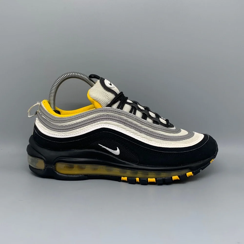 Nike Air Max 97 Black Yellow Running Shoes 921522-005 Men’s Sz 6Y Women's Sz 7.5